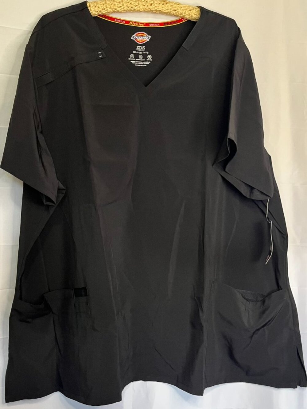 Dickies EDS Black Scrub Top 4-Way Stretch 4XL NEW Unisex
